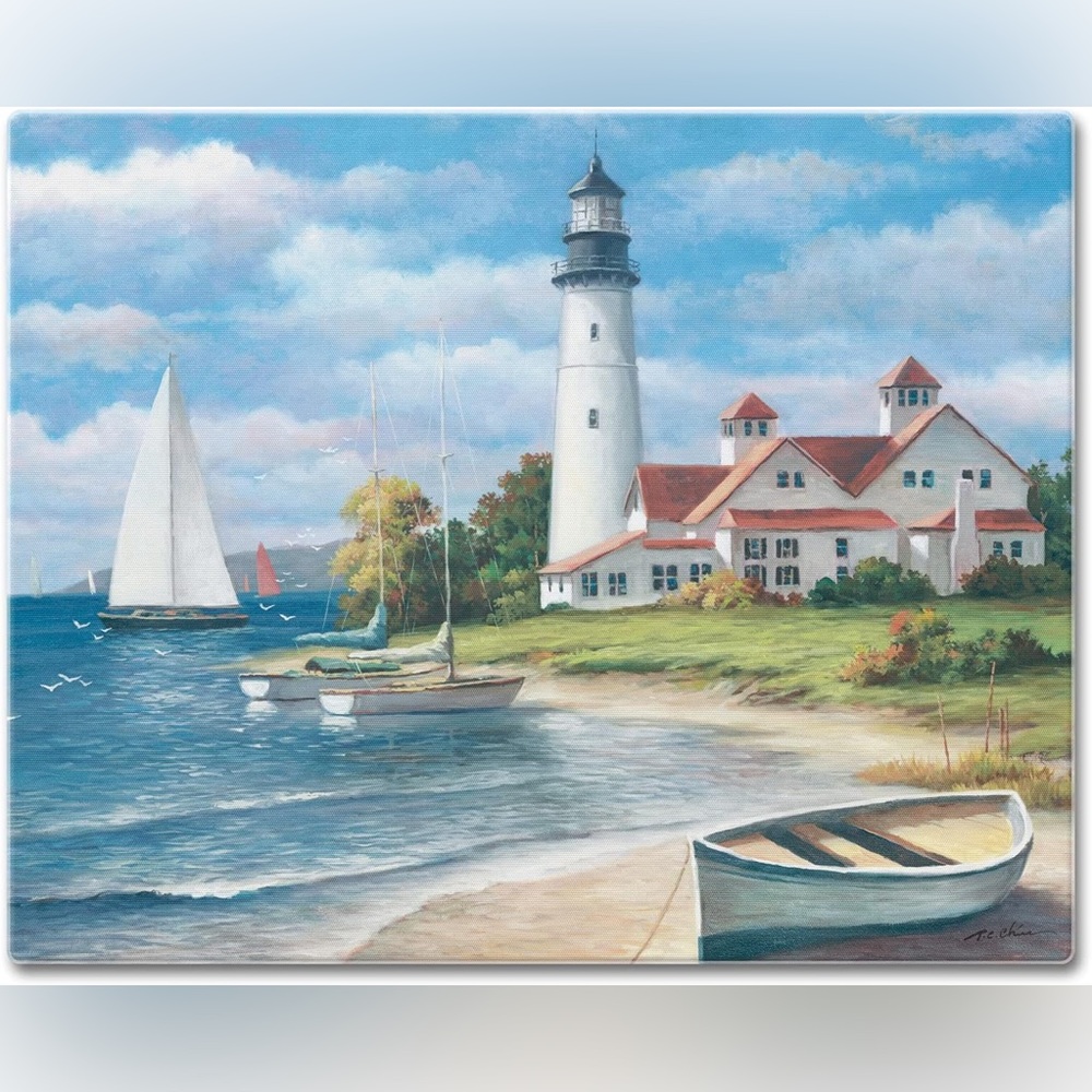 CounterArt 'Lighthouse Mural' Glass Cutting Board, 15 x 12"